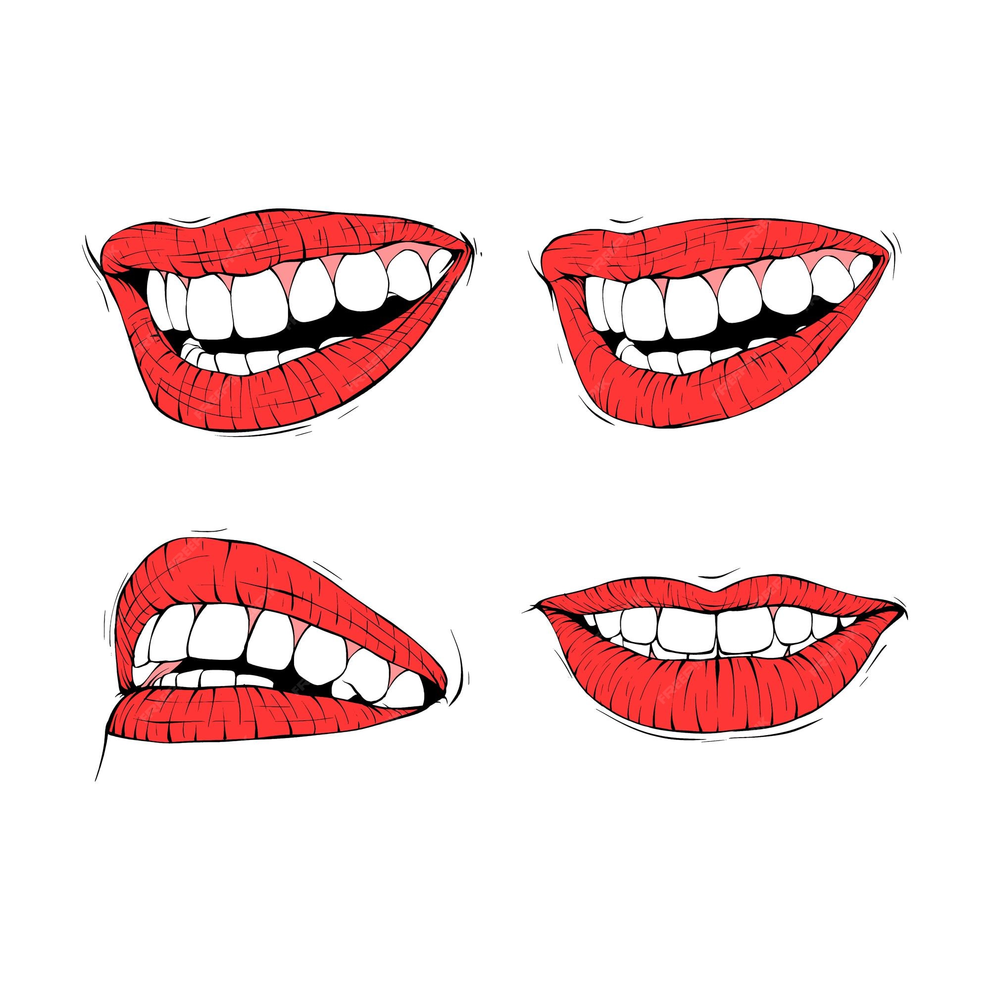 Funny mouths. Facial expressions, cartoon lips and tongues. Hand drawing  laughing show tongue, happy and sad mouth poses vector set Stock Vector by  ©tartila.stock.gmail.com 201199208