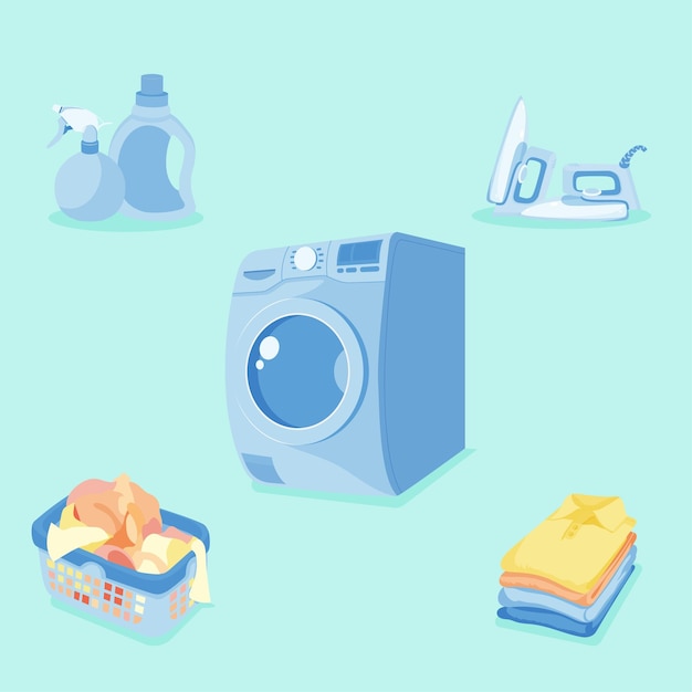 set of laundry elements