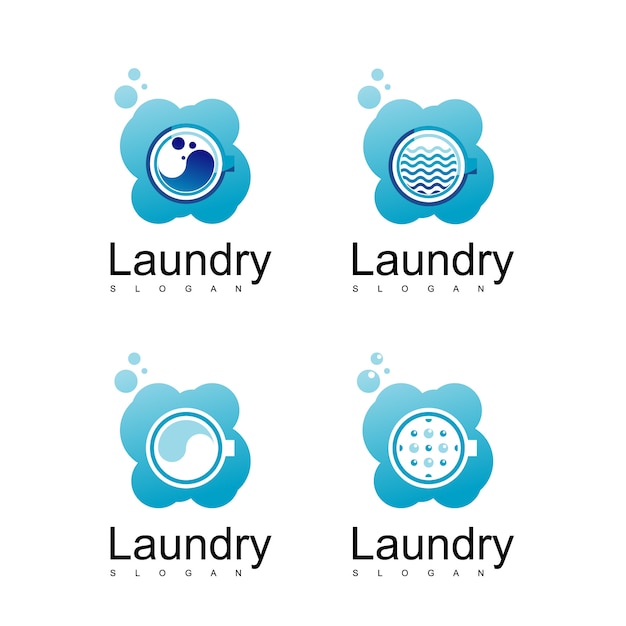 Vector set of laundry logo design vector