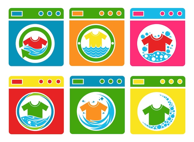 Vettore disegno dell'icona del logo della lavanderia illustrazione vettoriale della lavatrice