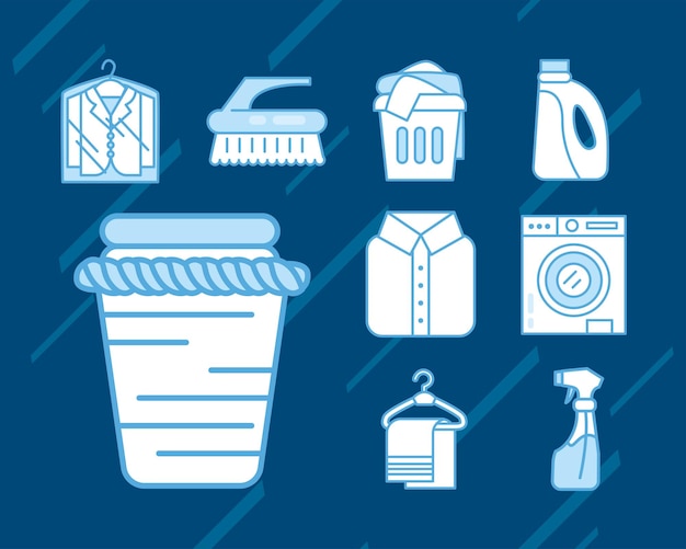 Set laundry service icons