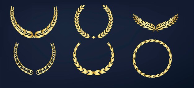 Vector set of laurel wreath illustration vectors