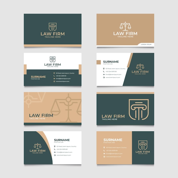 Vector set of law firm business card