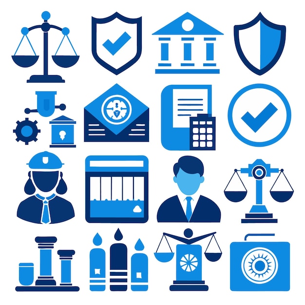 Vector set of law and justice icons