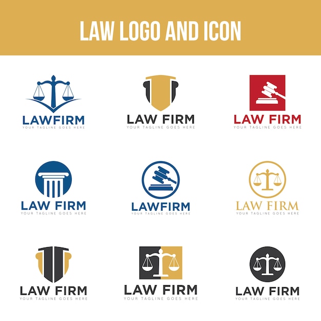 set Law logo and icon design template