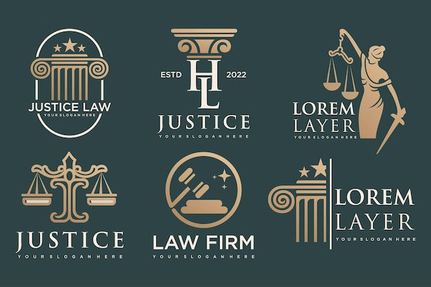 Set law logo and icon design template