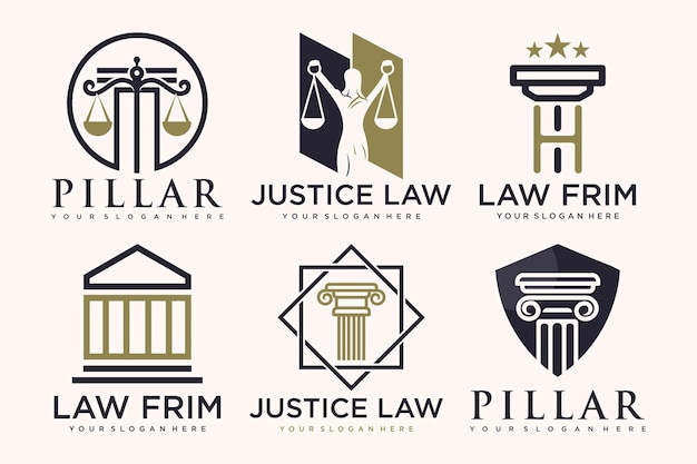 Set law logo and icon design template