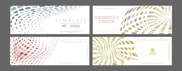 A set of layouts made of deformed geometric shapes an idea for a background brochure cover poster
