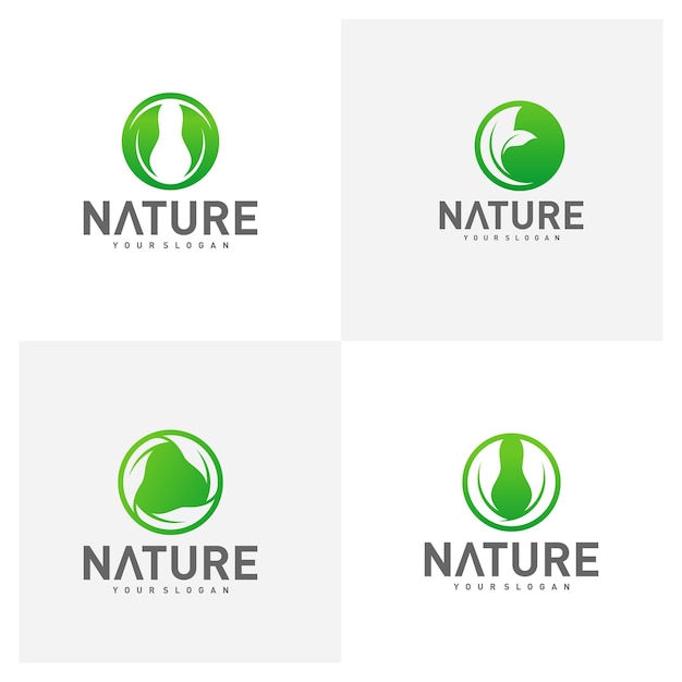 Set of Leaf logo design vector template Nature logo design concept illustration Icon symbol