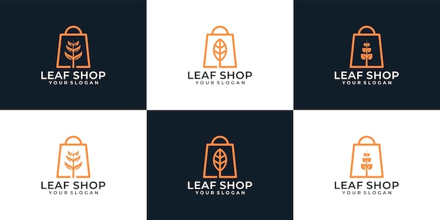 Set di logo foglia vendita minimalista negozio foglia leaf