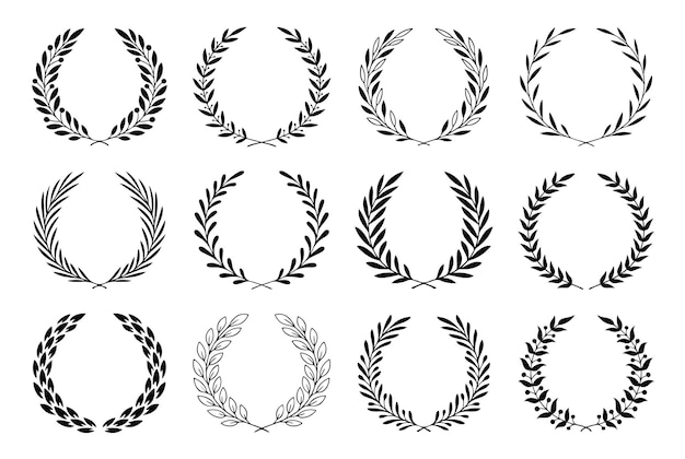 Set of leafy wreaths Hand drawn vector design elements