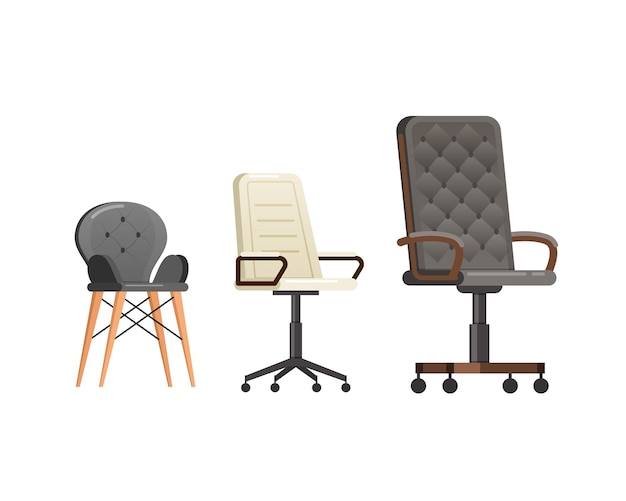 Вектор Комплект кожаных кресел стулья для дома и работы удобная мебель
