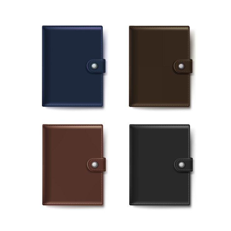 वेक्टर  set of leather wallets isolated on white