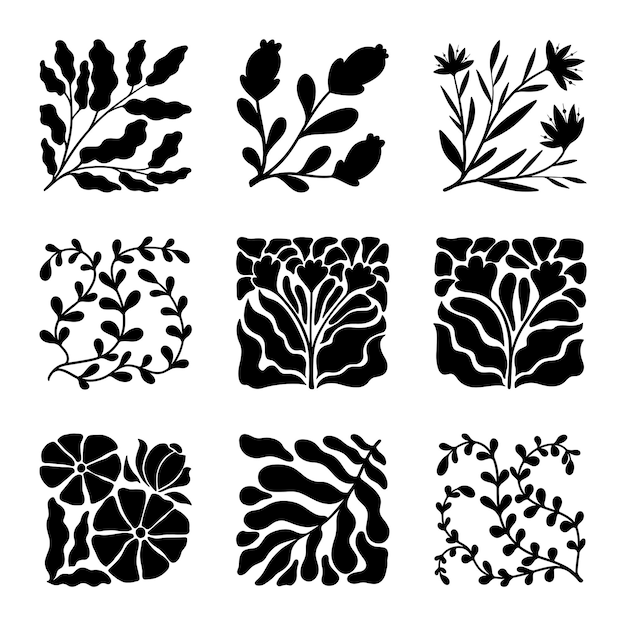 Set of leaves silhouette vector