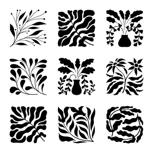 Set of leaves silhouette vector