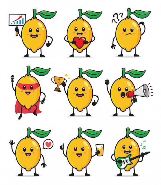 Set of lemon character design