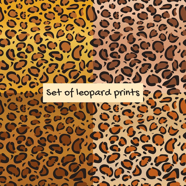 Set of Leopard or Jaguar seamless pattern. 