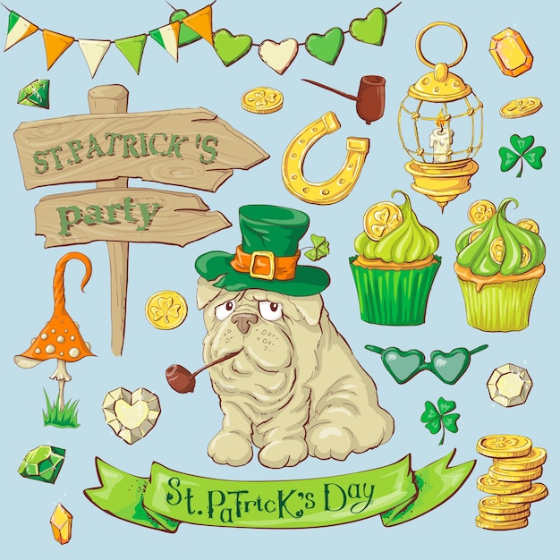 Set of leprechaun characters poses , eps10 vector format