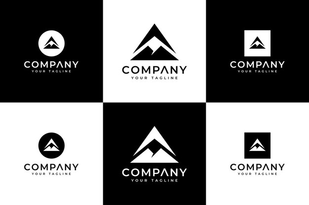 Vector set of letter am mountain logo creative design for all uses