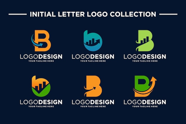 Набор букв B Маркетинговые финансы инвестиции и бизнес абстрактный дизайн логотипа