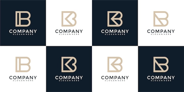 Набор буква b вензель логотип дизайн шаблона