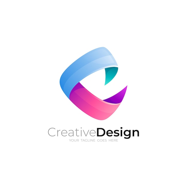 Set letter c logo and modern style c logo vector colorful icons