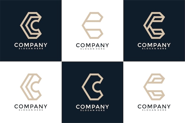 set of letter c monogram logo design template