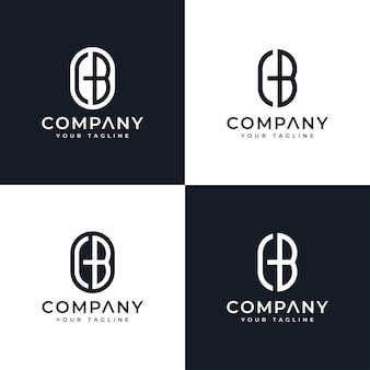 Set di lettere cb logo design creativo per tutti gli usi