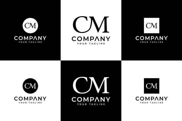 모든 용도로 사용할 수 있는 문자 cm 로고 창의적인 디자인 세트