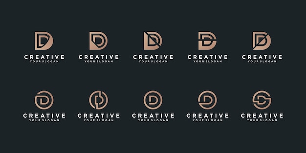 Set of letter D logo colection in cirle concept and modern shape Premium Vecto