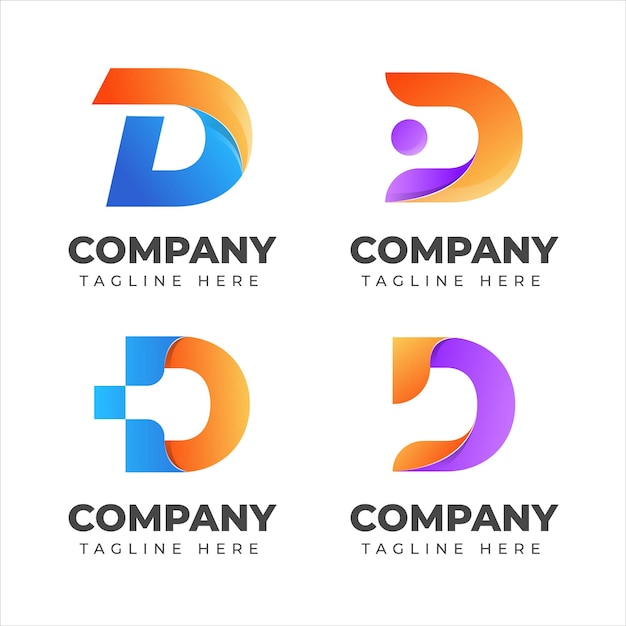Набор букв d логотип коллекции с красочной концепцией для компании