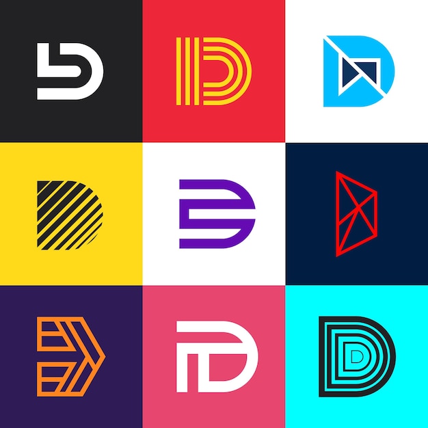 Set Letter D Logo-ontwerpen. Bedrijf vector pictogram tekenen.