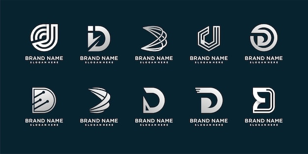 Vector set of letter d logo with modern creative concept