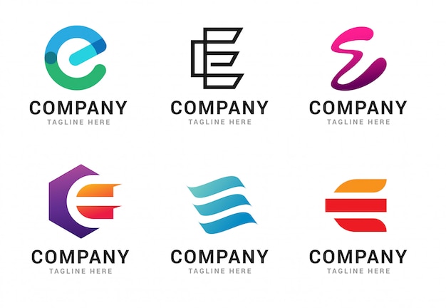 Vector set of letter e logo icons template elements