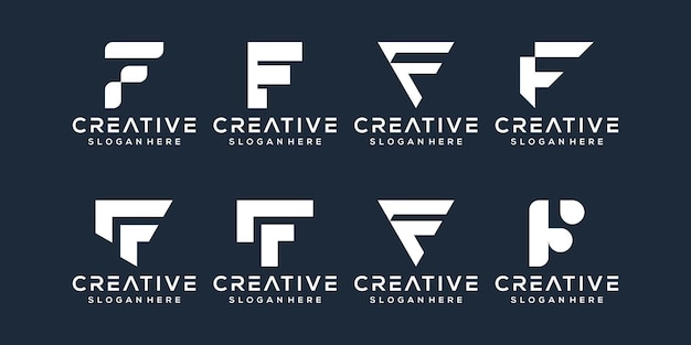 Set di design del logo della lettera f