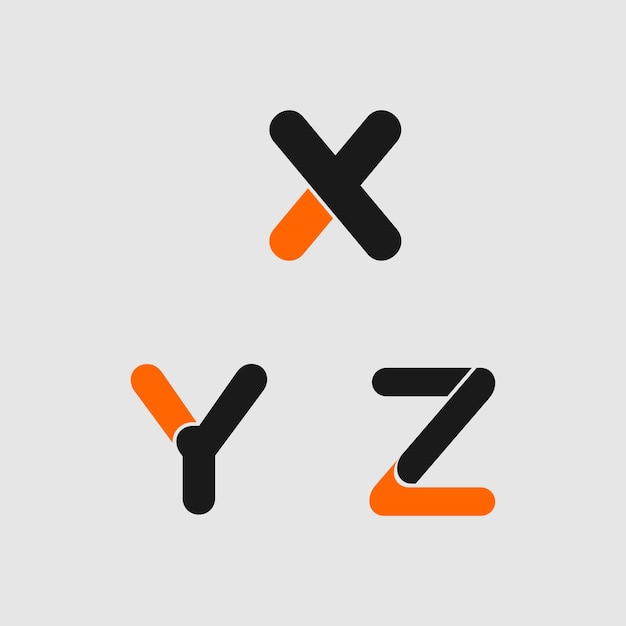 Set di font lettera xyz logo design con concetto creativo