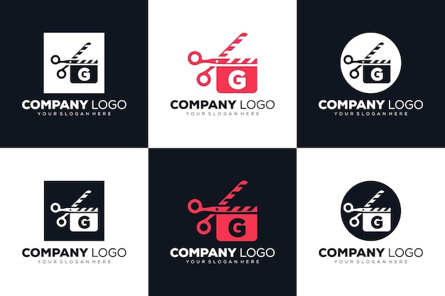 Vector set of letter g initial logo for cinema film and videography design template