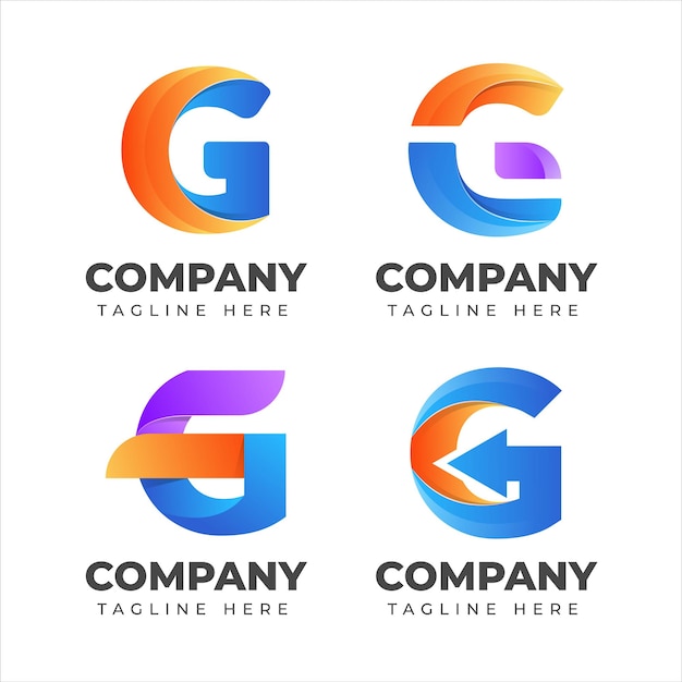 Set di raccolta logo lettera g con concetto colorato per azienda