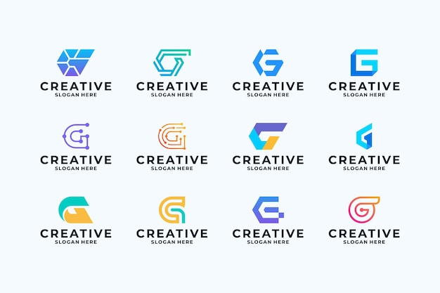 Набор логотипов буквы G с творческим сочетанием