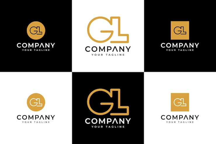 모든 용도로 사용할 수 있는 문자 gl 로고 창의적인 디자인 세트