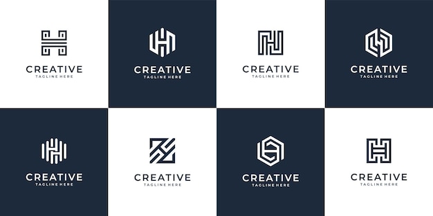 Set di collezione di design del logo lettera h con concept creativo.