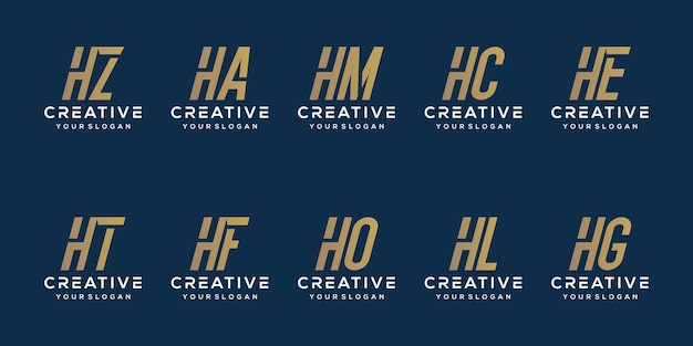 set of letter h logo template