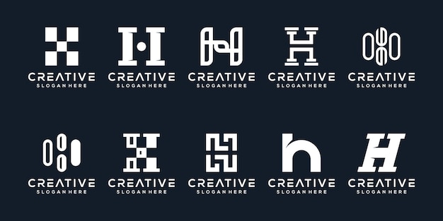 Set letter h monogram logo design