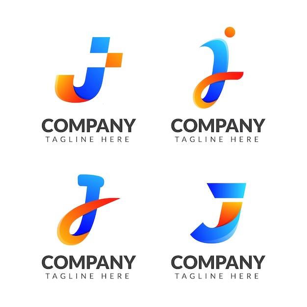 Vector set of letter j logo collection with colorful concept for business