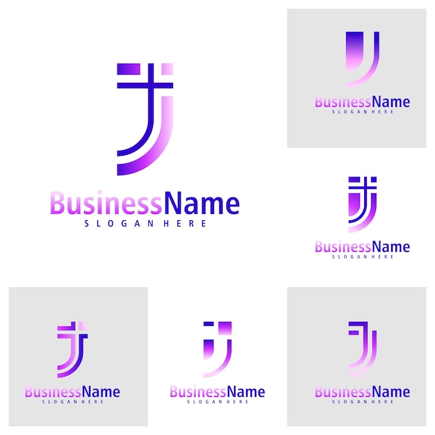 Vettore set di vettori di progettazione del logo della lettera j creative initial j