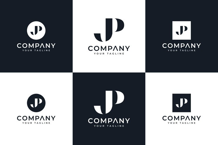 모든 용도로 사용할 수 있는 편지 jp 로고 창의적인 디자인 세트
