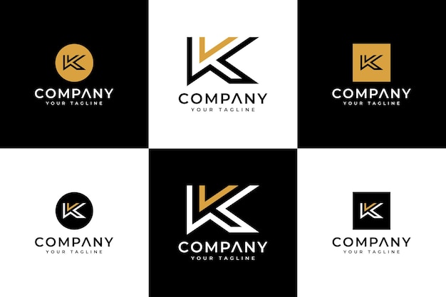 Vector set of letter k checkmark logo creative design for all uses