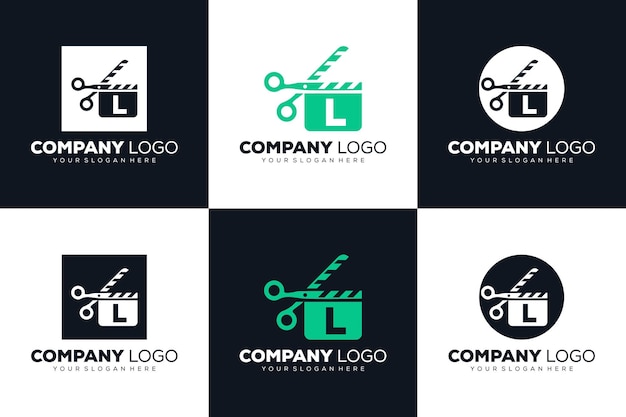 set of Letter L initial logo for Cinema film and videography design template