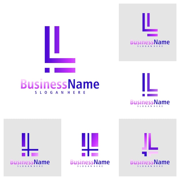 Набор вектора дизайна логотипа буквы L Creative Initial L шаблон концепций логотипа