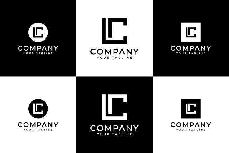 모든 용도로 사용할 수 있는 편지 lc 로고 창의적인 디자인 세트